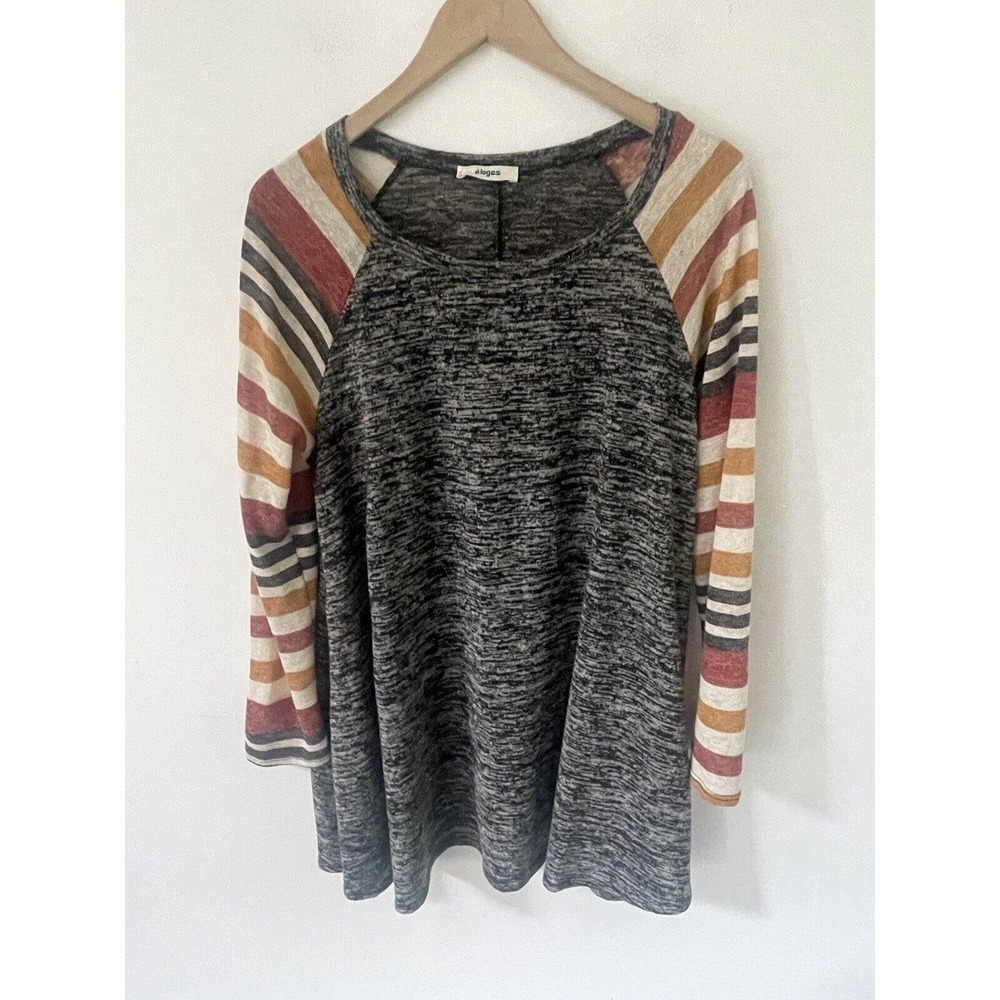 ELOGES Knit Striped Long Sleeve Sweater A-Line Long Sleeve XL Mini Dress Tunic